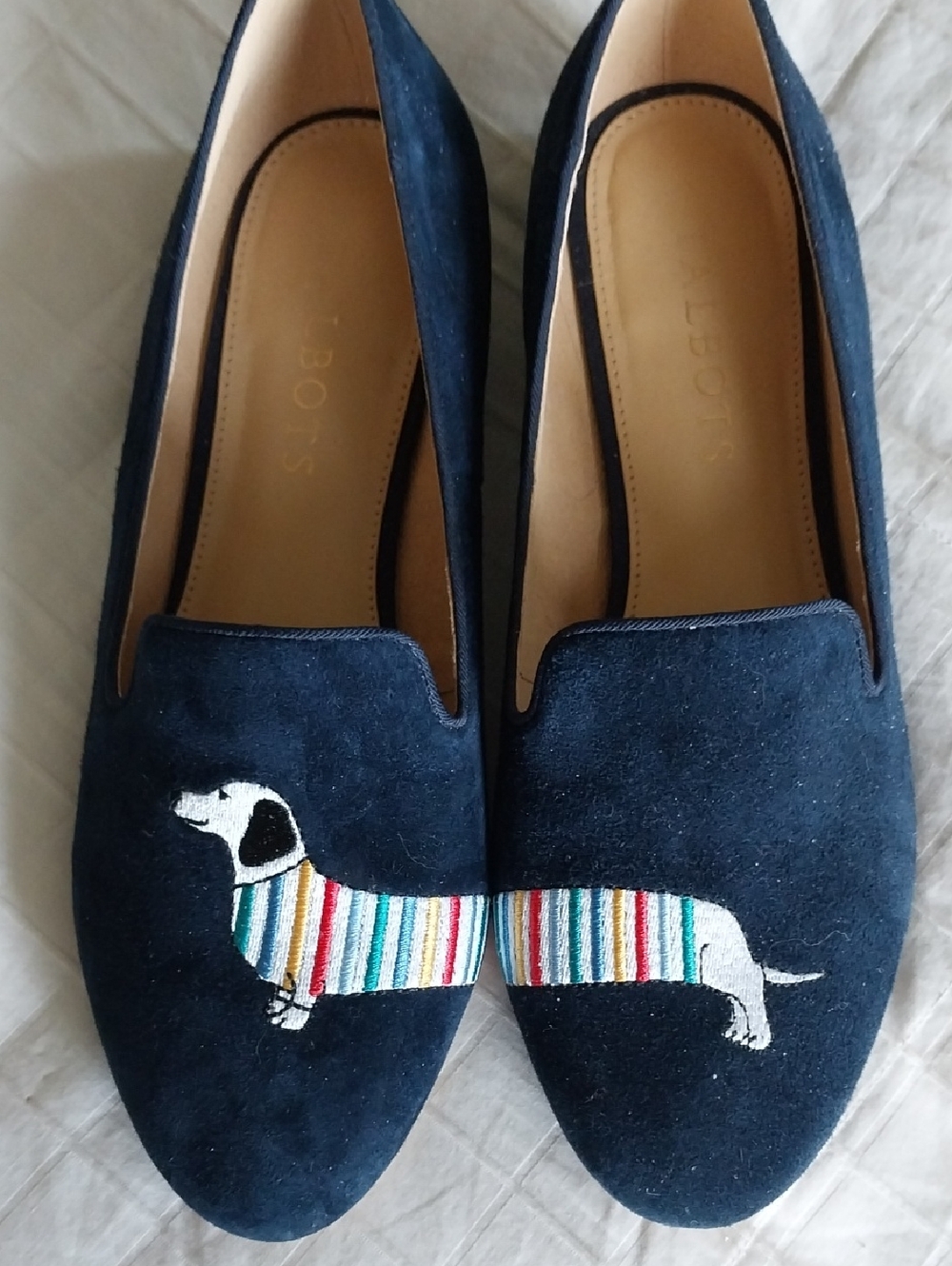 Talbots Navy Suede and Woven Dochand Slip-Ons Size 6 Medium